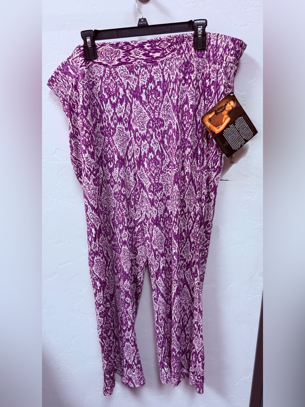 IMAN Purple & White Ikat-Print Jumpsuit